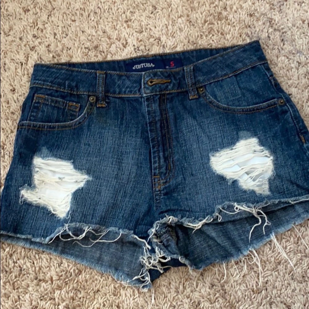 JUSTUSA Distressed Jean Shorts